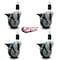 Service Caster 4'' Gray Poly Swivel 1-3/8'' Expanding Stem Caster Set with Brake, 4PK SCC-EX20S414-PPUB-PLB-138-4 - alternate 3